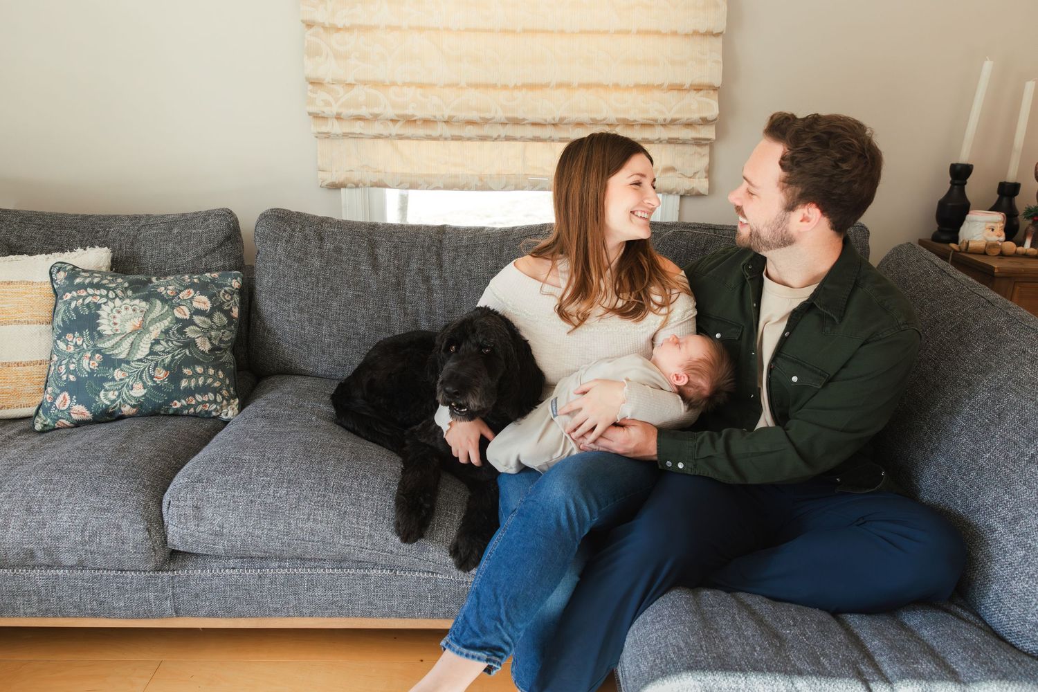 In home newborn family portrait photography photo shoot, grand haven michigan family photographer, spring lake family michigan photographer