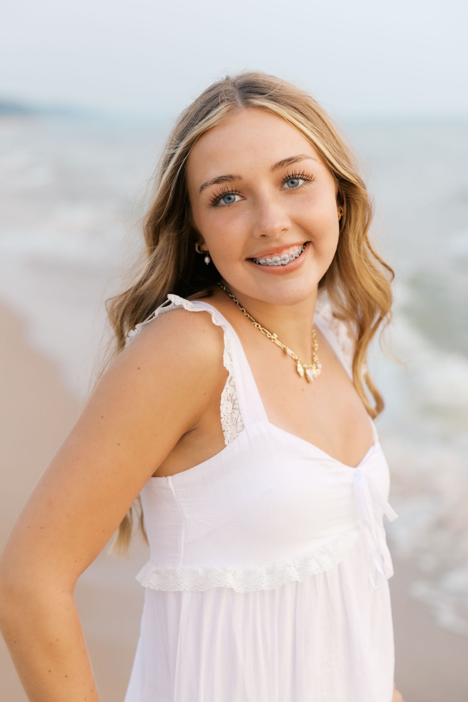 Grand Haven West Michigan Lakeshore Beach Grass Sand Dunes Boardwalk Senior Pictures Portrait Photographer. Summer at Sunset Golden Hour