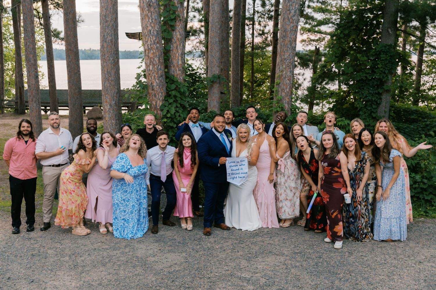 Summer Camp Themed Wedding Photography at Camp Lincoln Camp Lake Hubert in Nisswa Minnesota. Lakeside woodland wedding pictures Up North