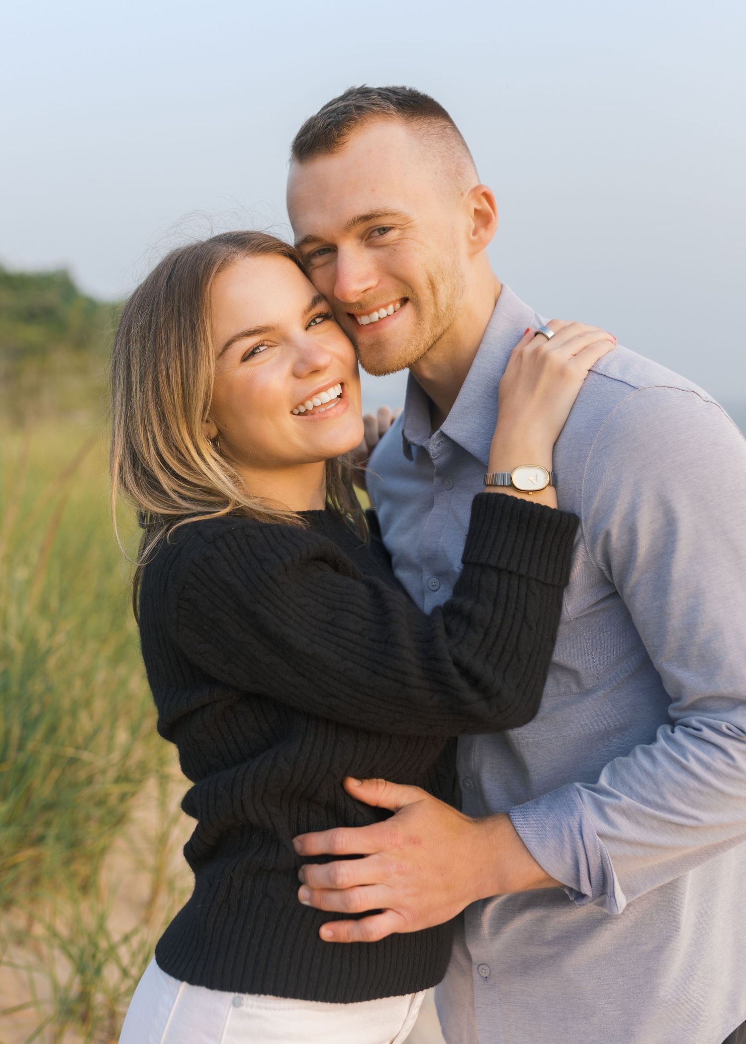 Grand Haven Michigan Coastal Beach Town Engagement Couples Pictures Lake Michigan Photographer, Summertime Romance, Lakeside Engagement Pics