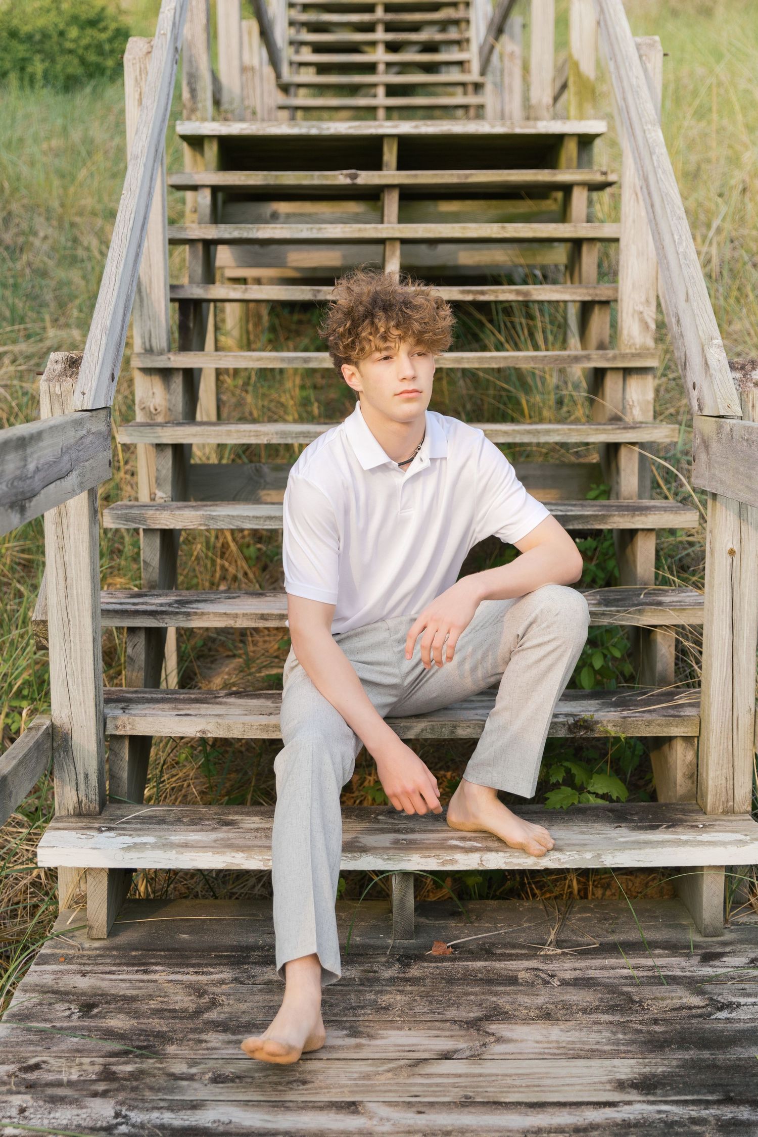 Senior Portrait Photography Pictures on the beach boardwalk in grand haven michigan coastal beachtown senior pictures