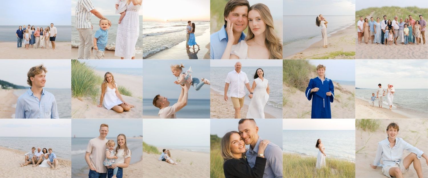 Grand Haven Michigan Beach Photography. Family, senior, engagement photography on Lake Michigan. Photography Location Guide Information.