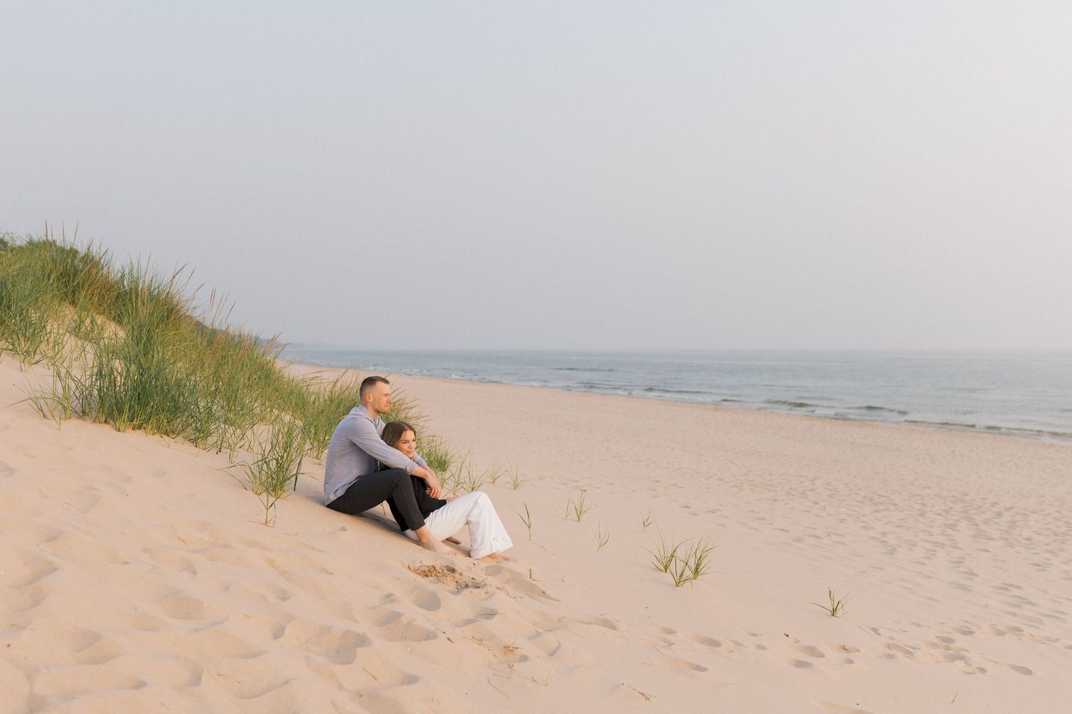 Grand Haven Michigan Coastal Beach Town Engagement Couples Pictures Lake Michigan Photographer, Summertime Romance, Lakeside Engagement Pics