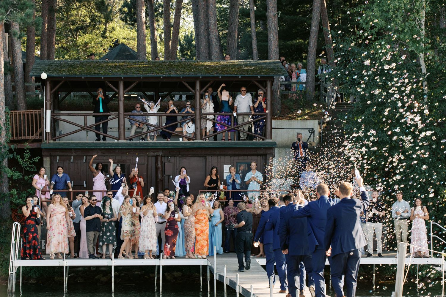 Summer Camp Themed Wedding Photography at Camp Lincoln Camp Lake Hubert in Nisswa Minnesota. Lakeside woodland wedding pictures Up North