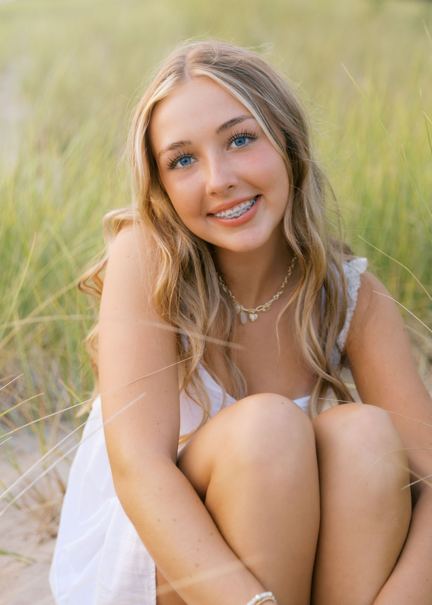 Grand Haven West Michigan Lakeshore Beach Grass Sand Dunes Boardwalk Senior Pictures Portrait Photographer. Summer at Sunset Golden Hour