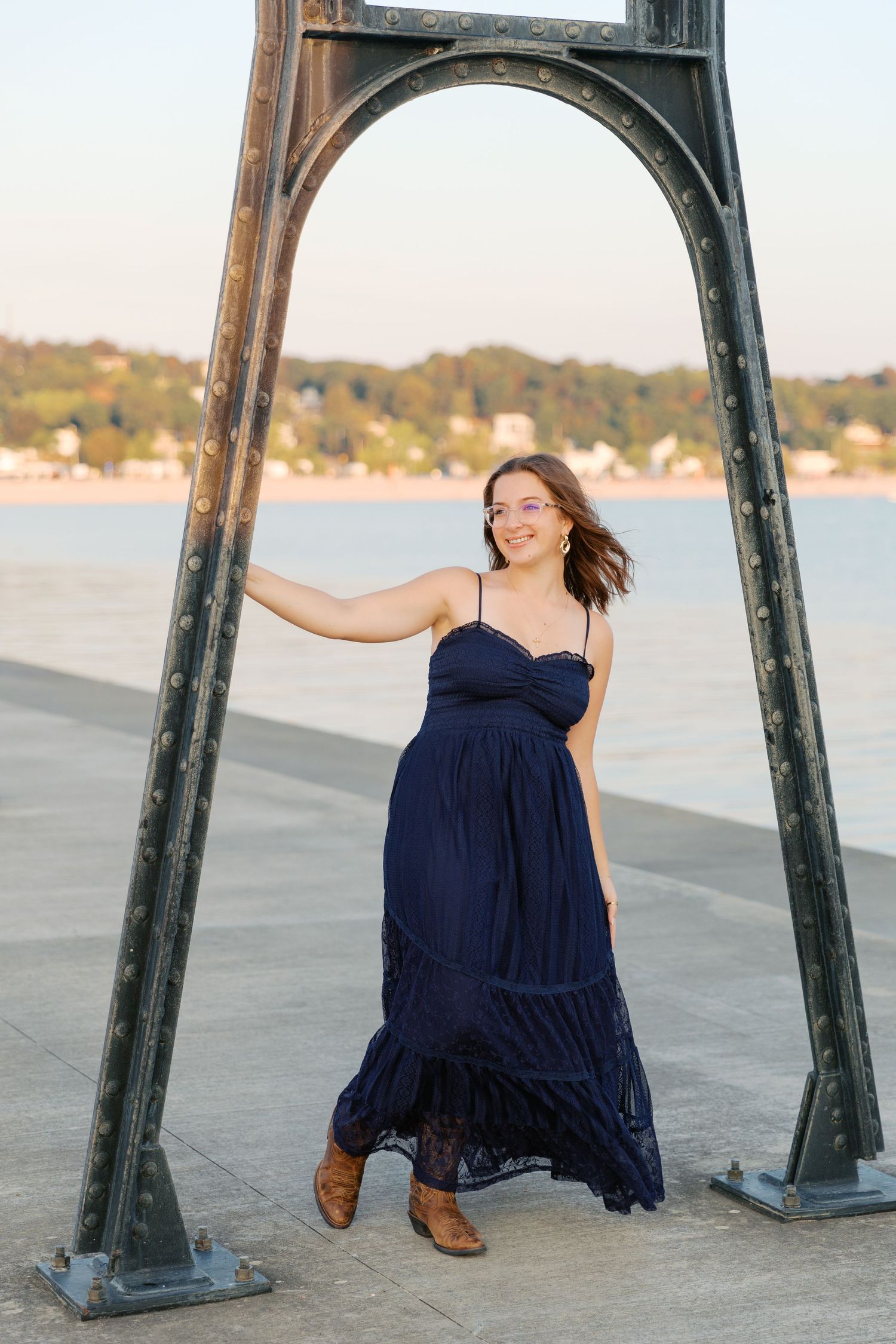Senior Portrait Photography Pictures in Grand Haven Michigan at the red light house south pier state park