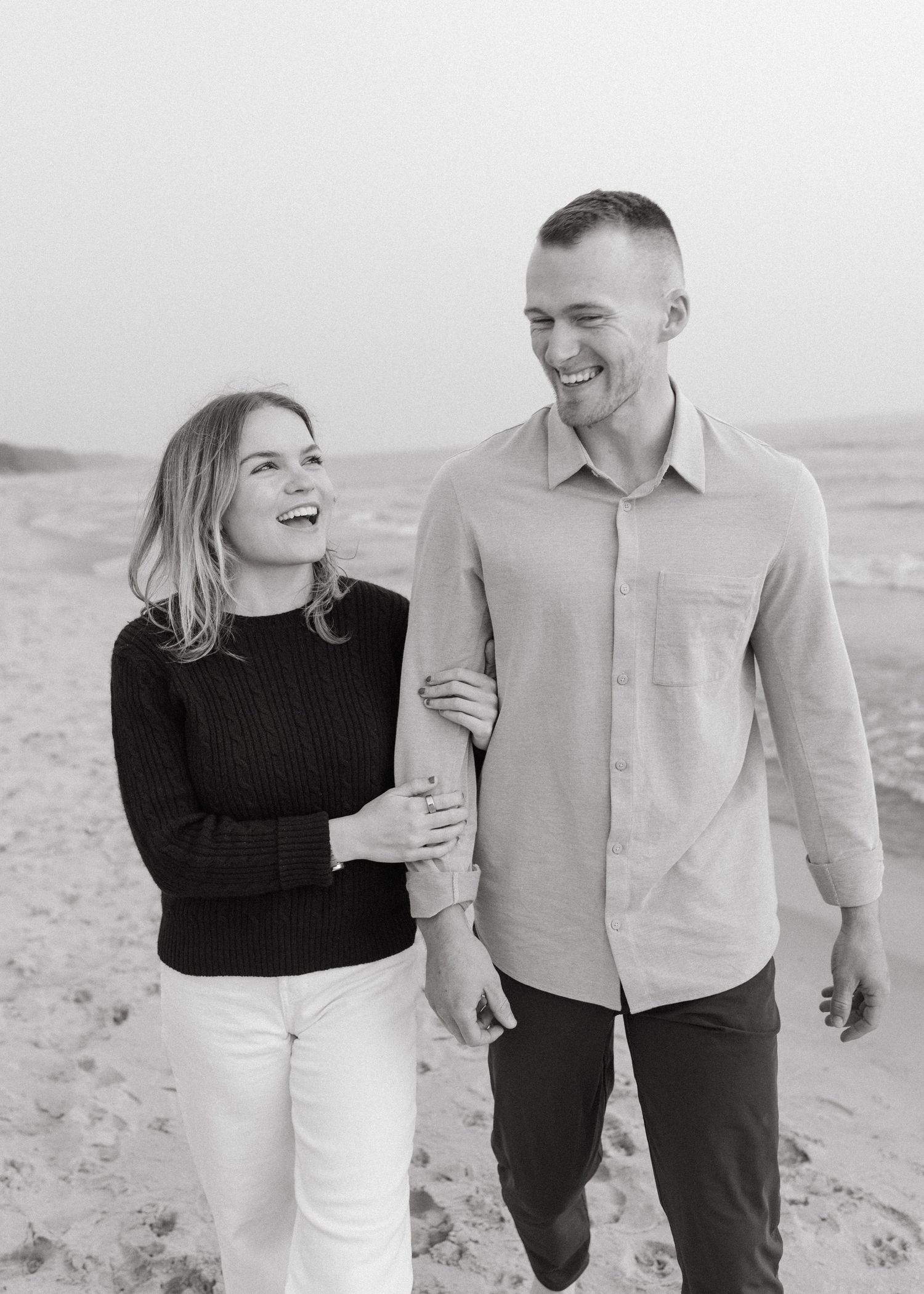 Grand Haven Michigan Coastal Beach Town Engagement Couples Pictures Lake Michigan Photographer, Summertime Romance, Lakeside Engagement Pics
