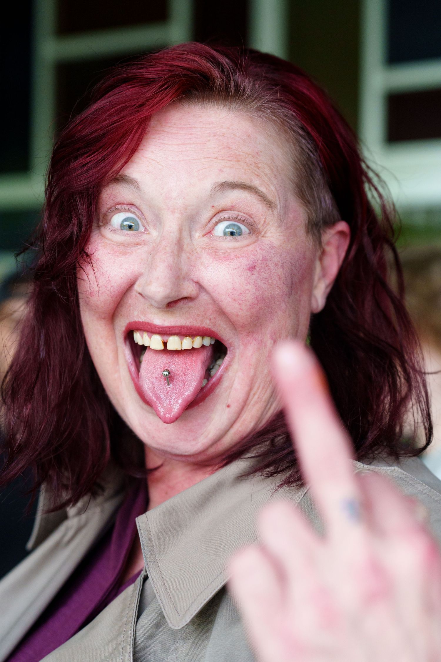 A sequence of expressive portraits showing silly faces and playful expressions.