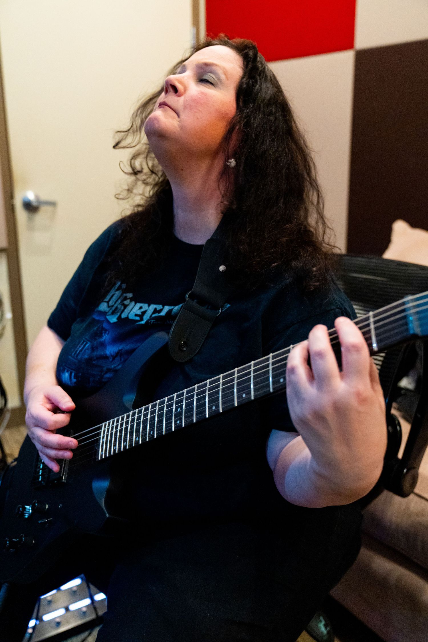Bass guitar performance captured during studio recording session.