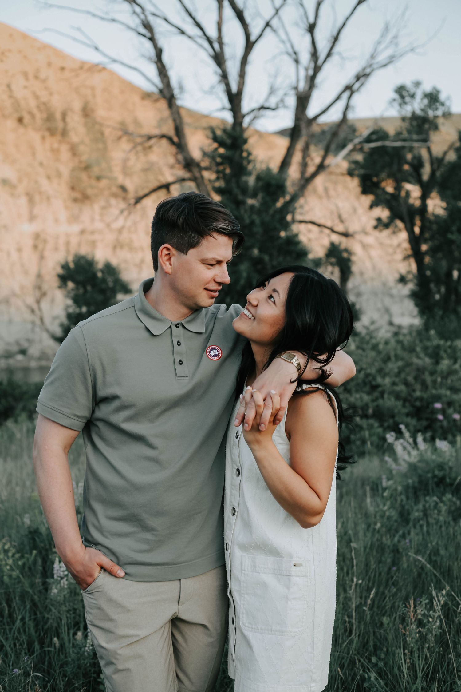 wedding and engagement photographers in lethbridge alberta - couples engagement session shot in west lethbridge at popson park alberta