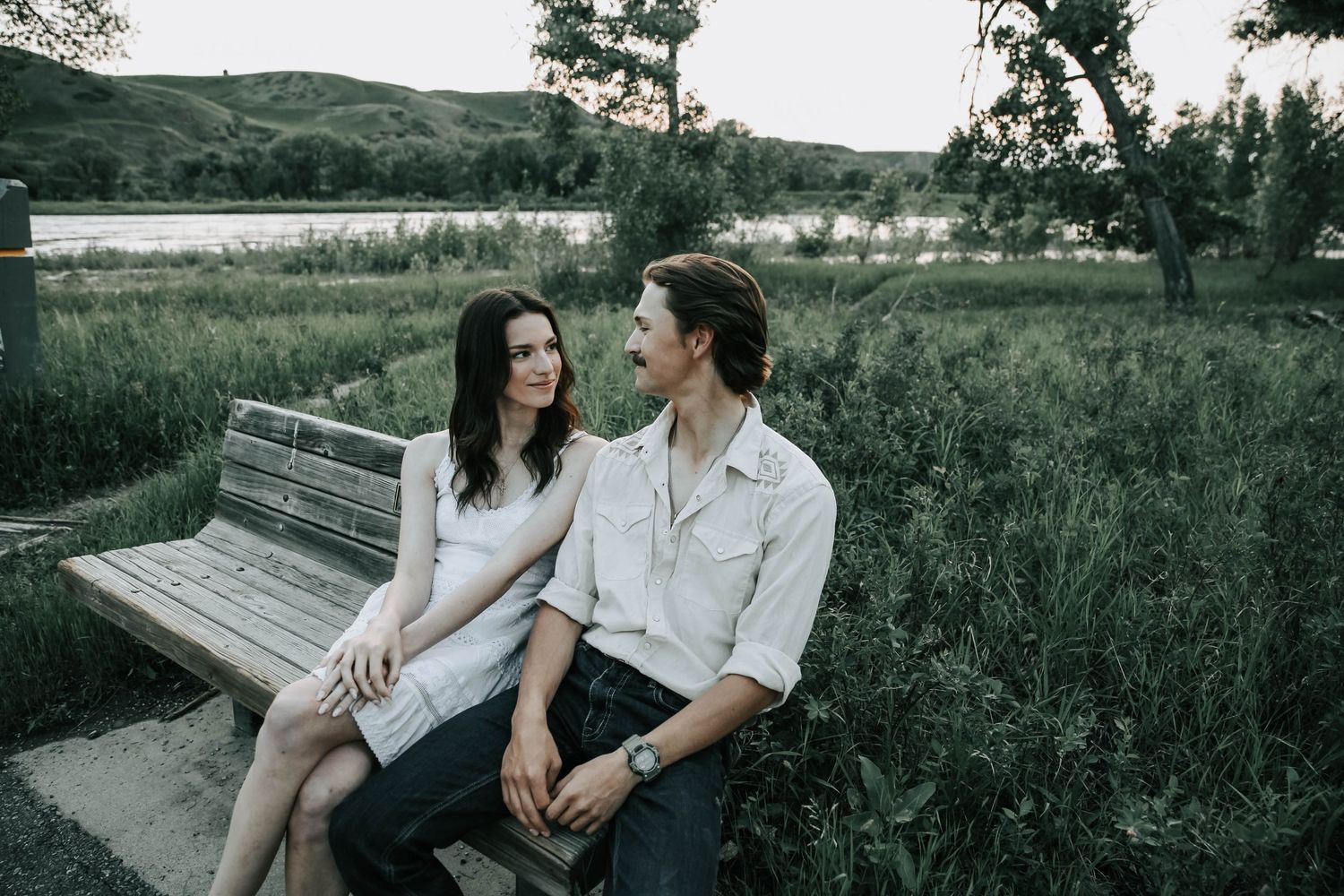 an engaged couple getting engagement photos in lethbridge alberta with engagement and wedding photographer allie cooke photography