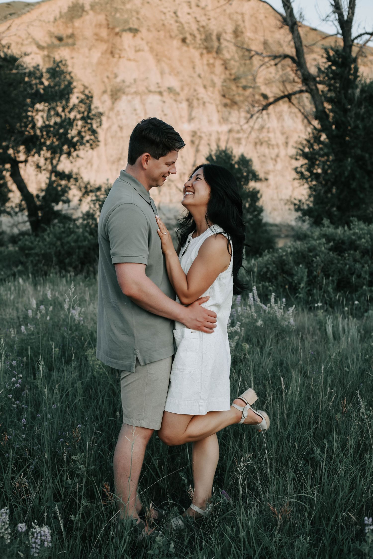 wedding and engagement photographers in lethbridge alberta - couples engagement session shot in west lethbridge at popson park alberta