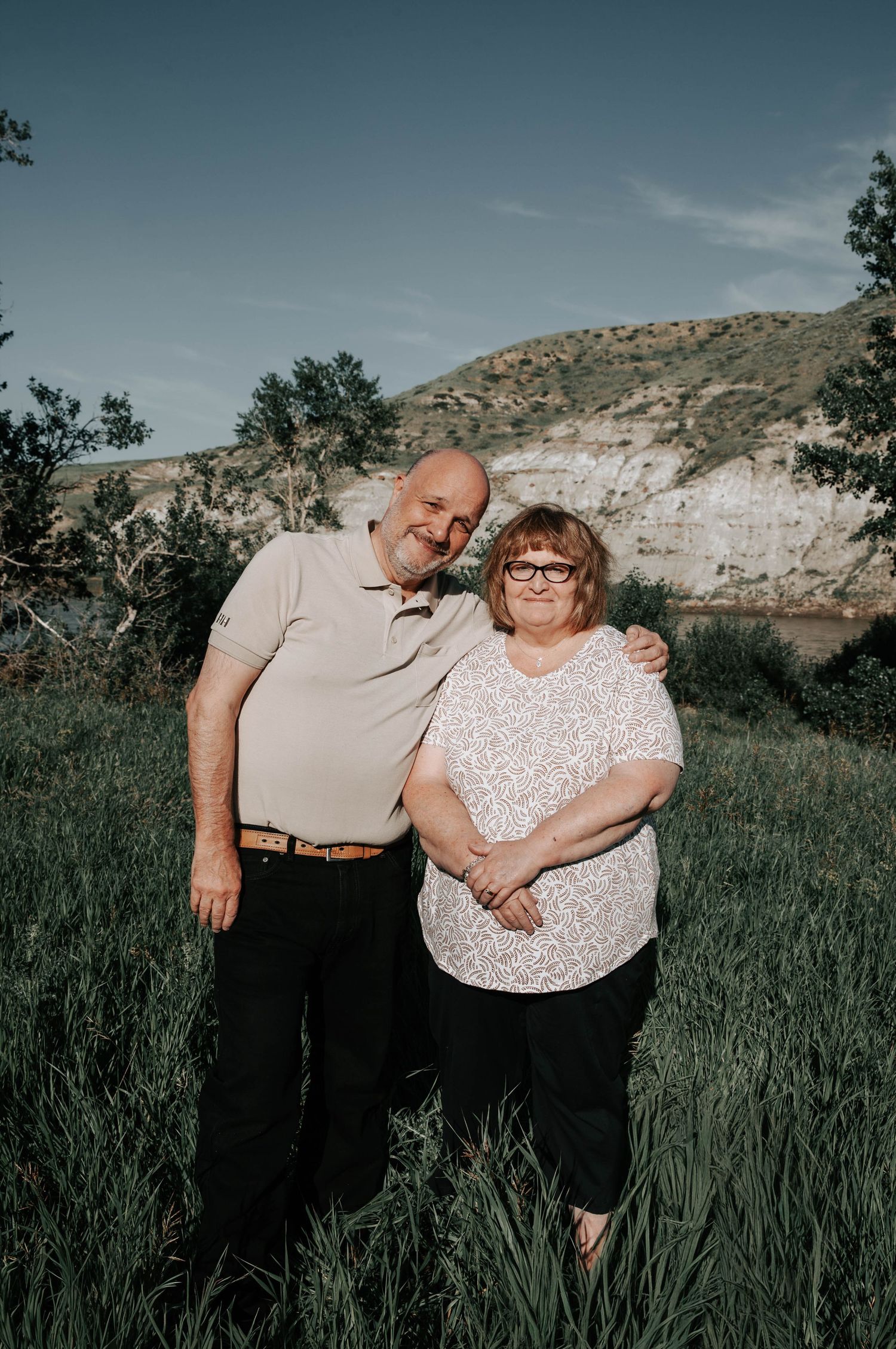 50 year wedding anniversary couples session in lethbridge alberta with a couple holding eachother