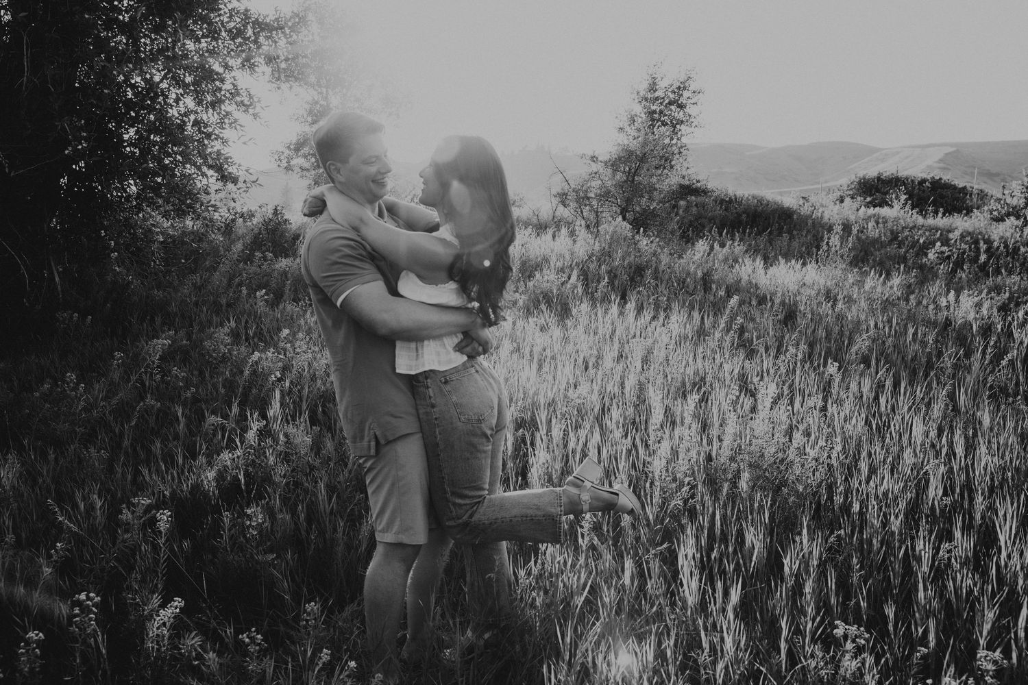 wedding and engagement photographers in lethbridge alberta - couples engagement session shot in west lethbridge at popson park alberta