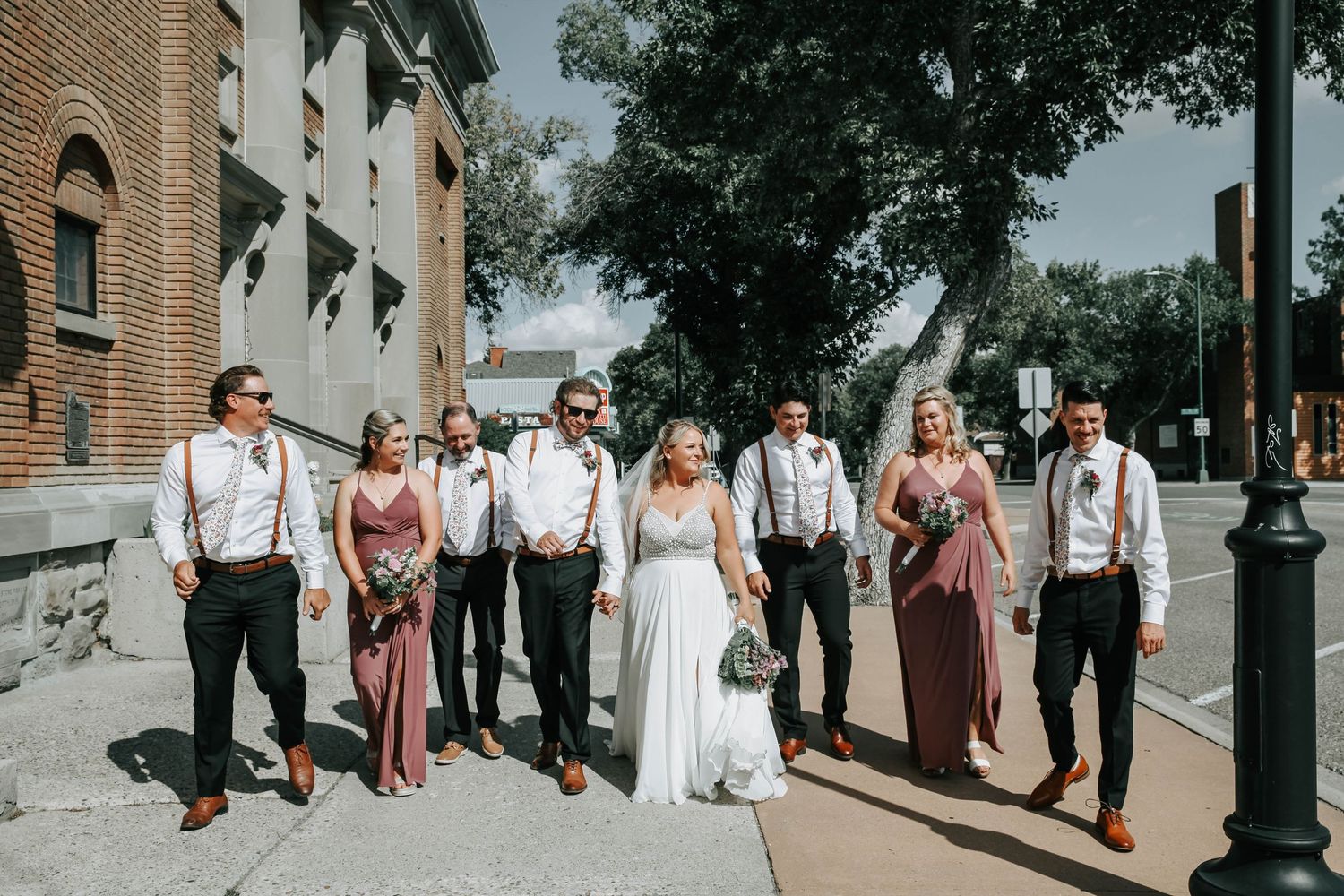 wedding photography in lethbridge alberta, downtown couples and bridal party pictures