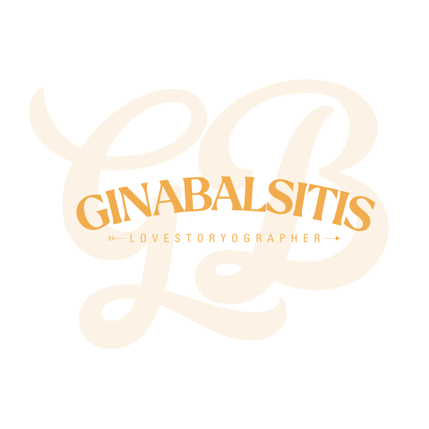 Elegant cursive text design in orange and gold gradient colors against white background.