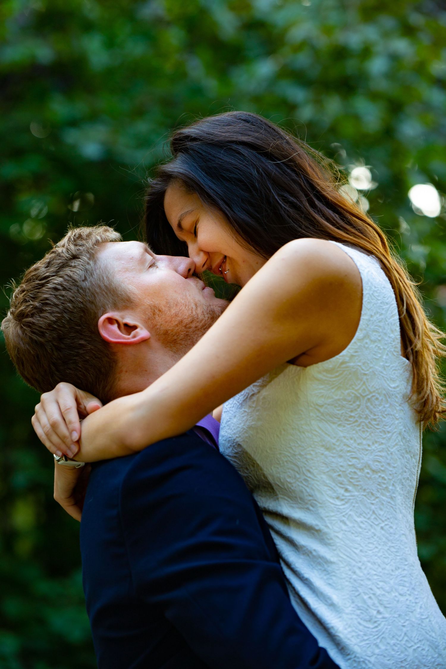 An E. D. Simpson Photography engagement couple passionately embracing in Prague, Czech Republic.