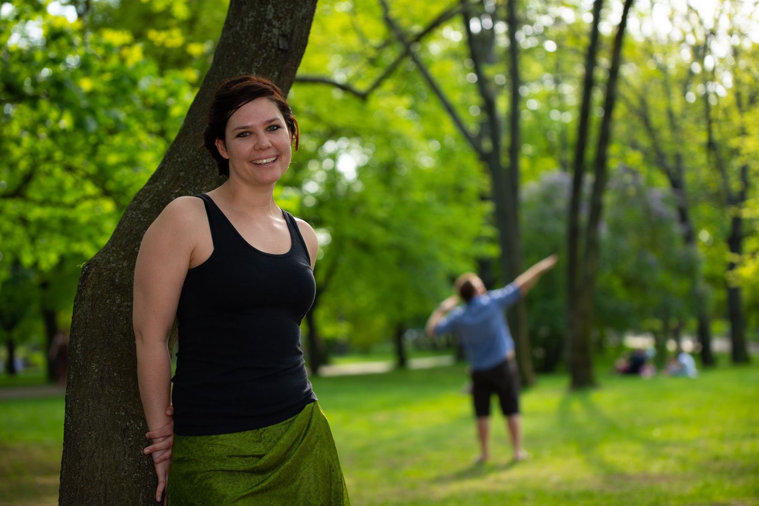 A couple enjoying each other during a photo session in Prague, Czech Republic.