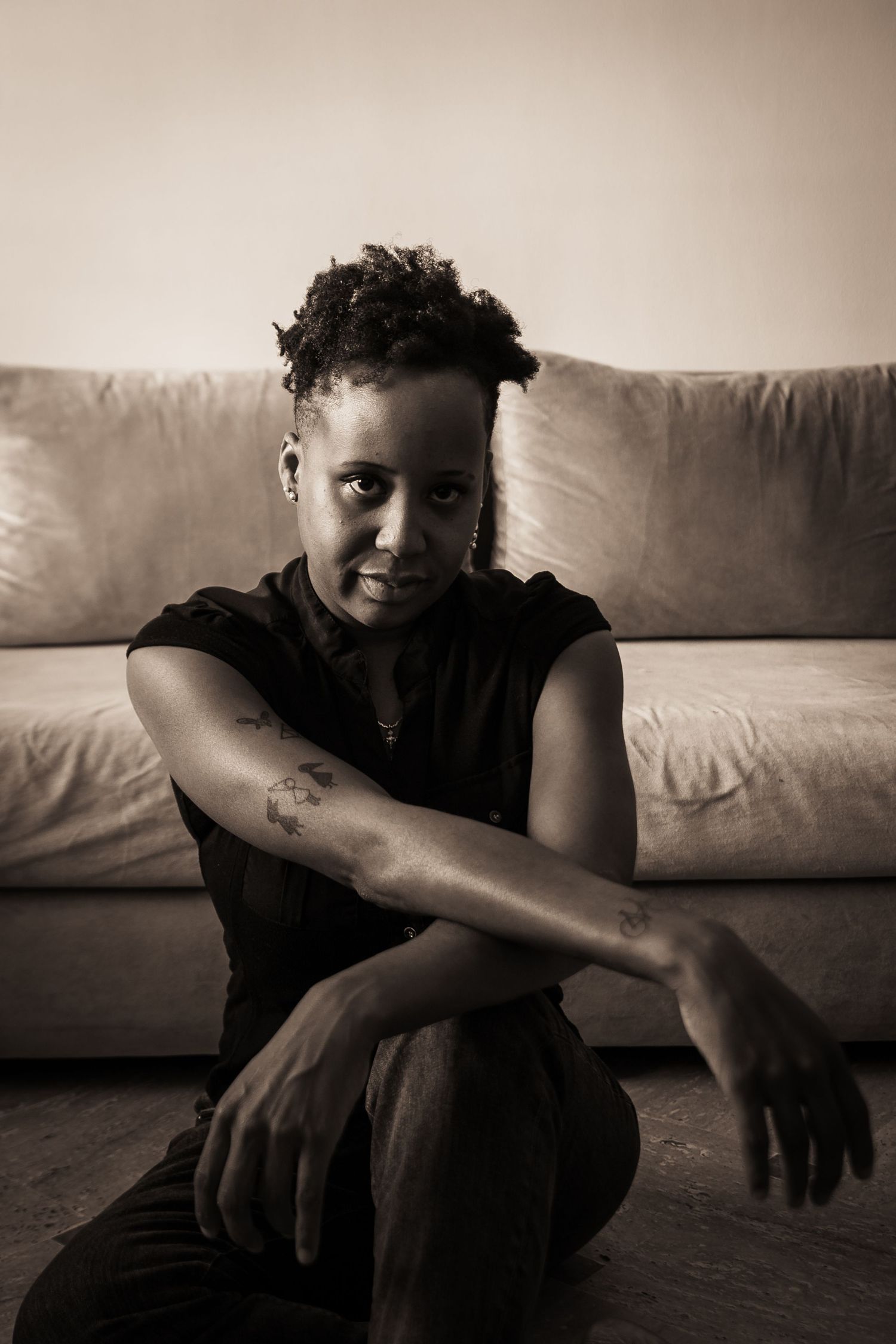 An intense portrait of an E. D. Simpson Photography client in her home in Casablanca.