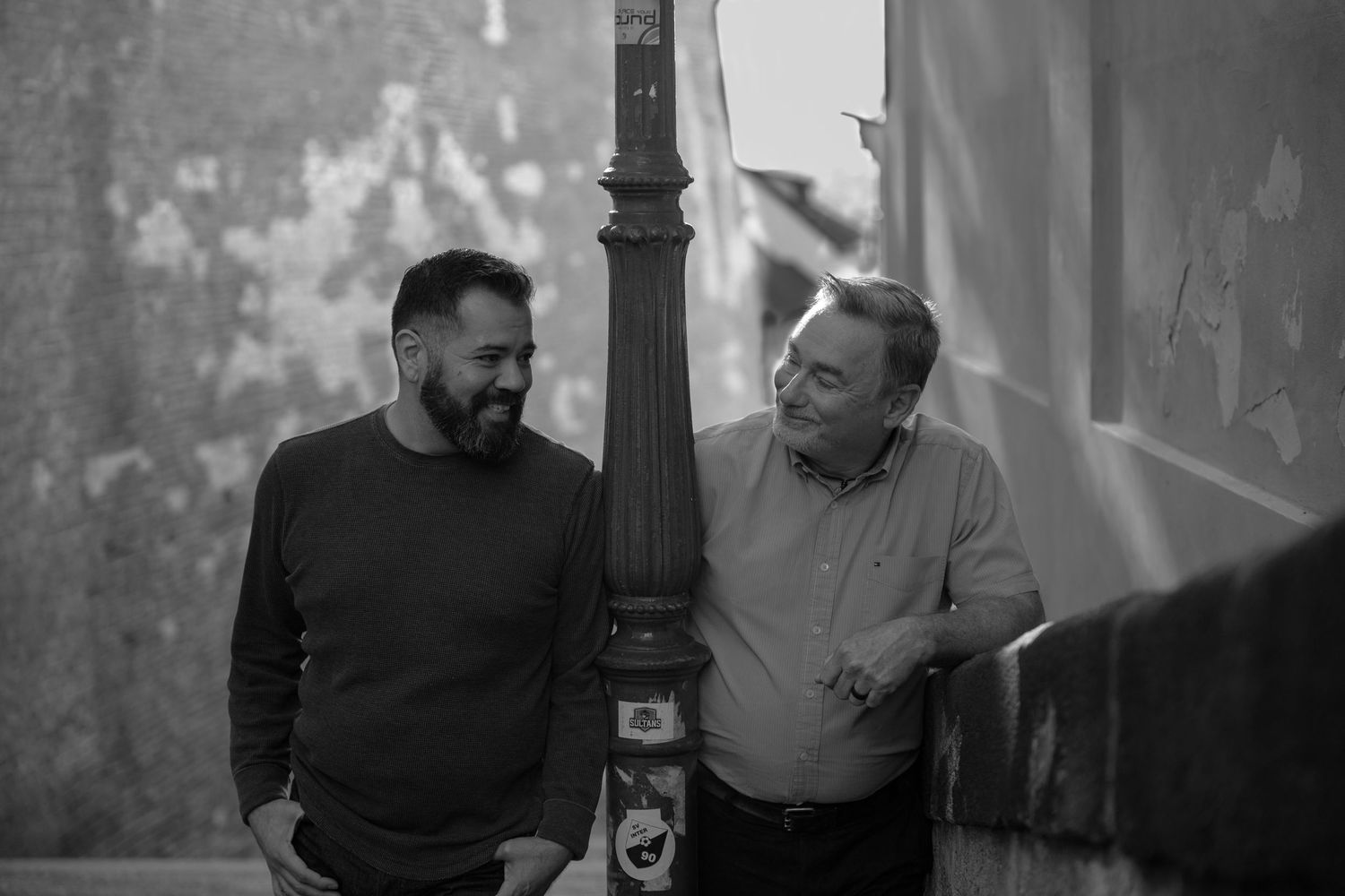 A couple enjoying each other during a photo session in Prague, Czech Republic.