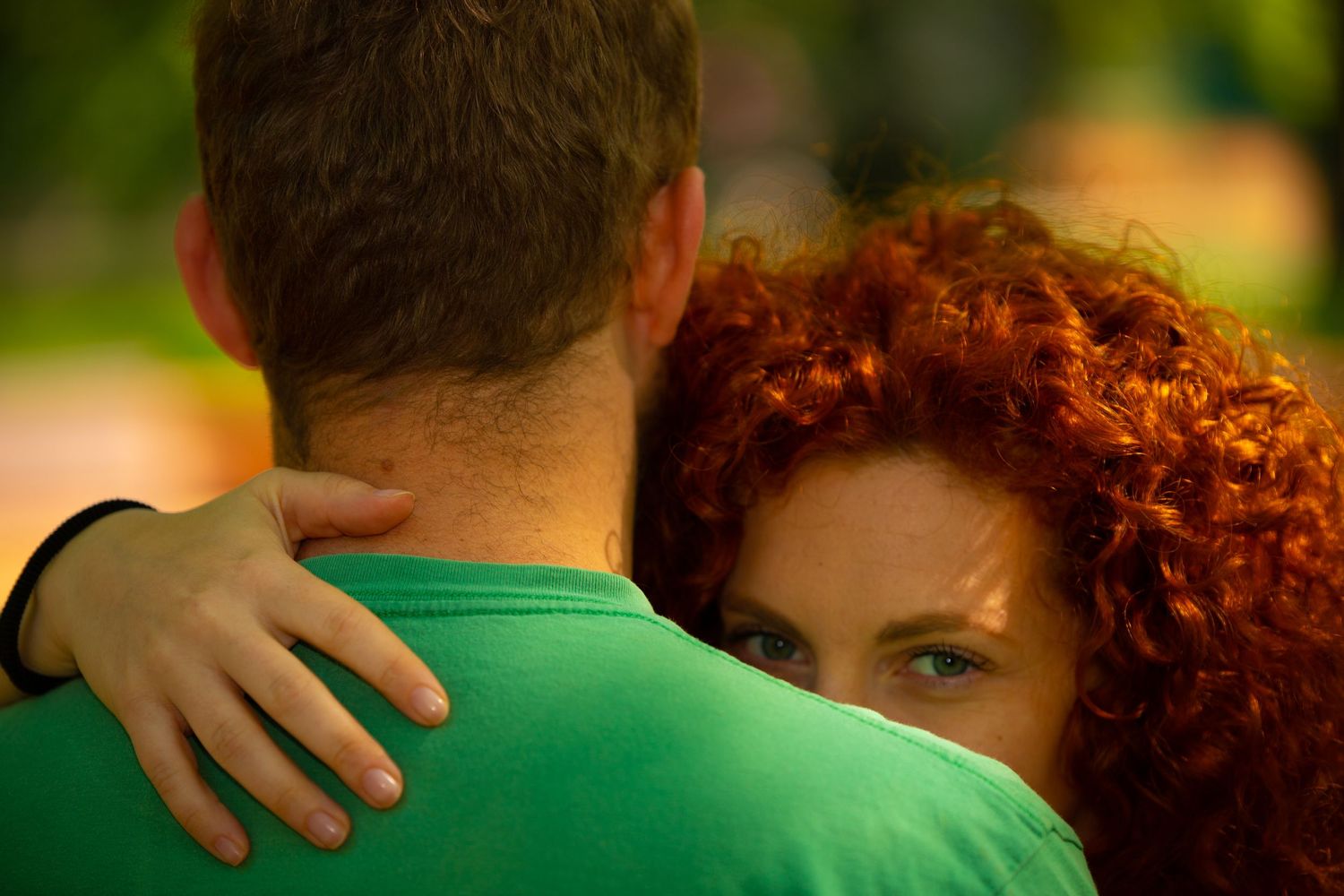 A couple enjoying each other during a photo session in Prague, Czech Republic.