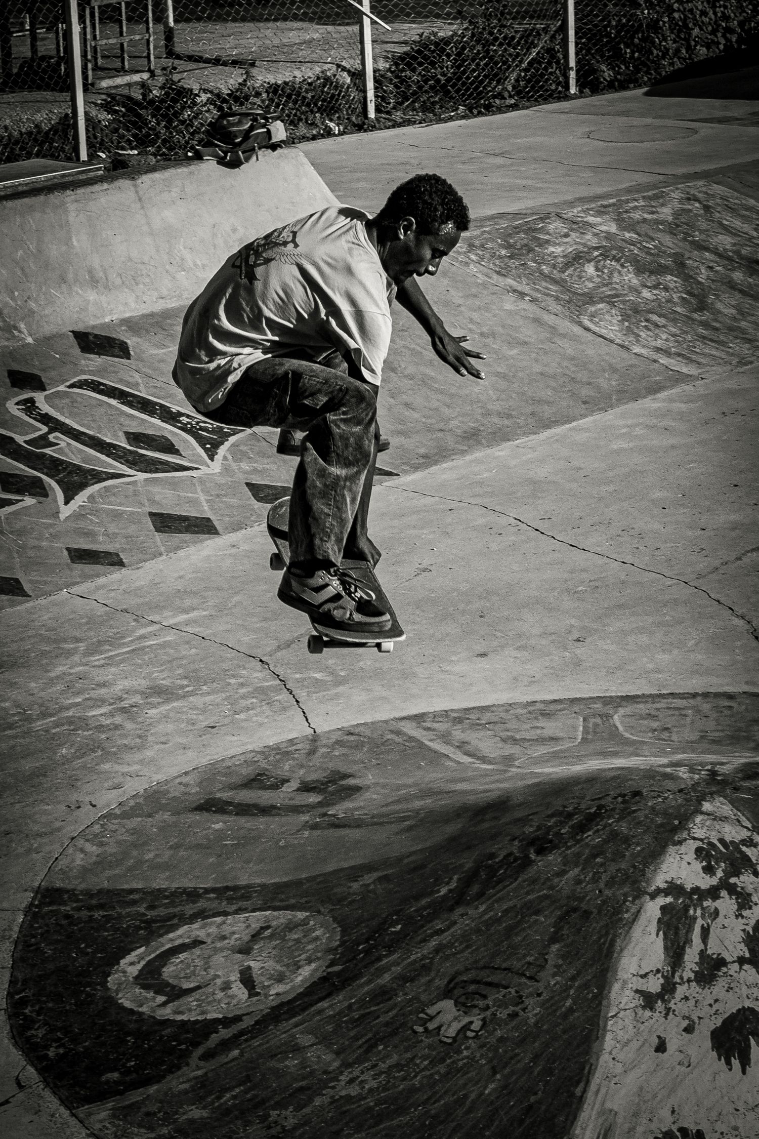 In the action at Addis Ababa skatepark.