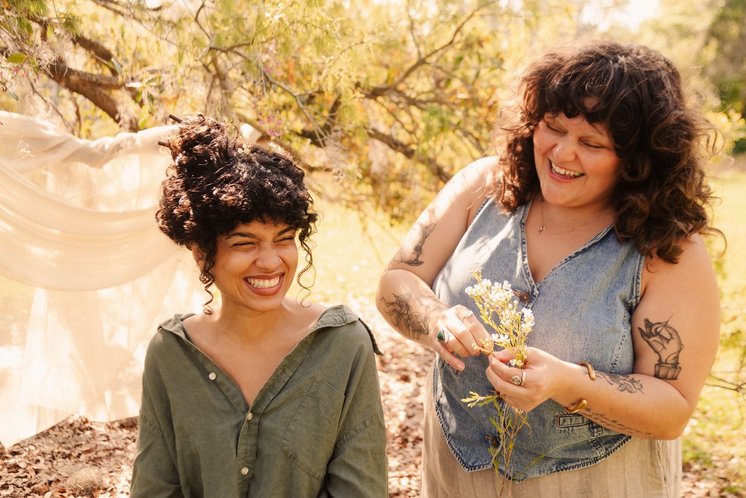A series of candid moments captured outdoors with natural golden hour lighting.