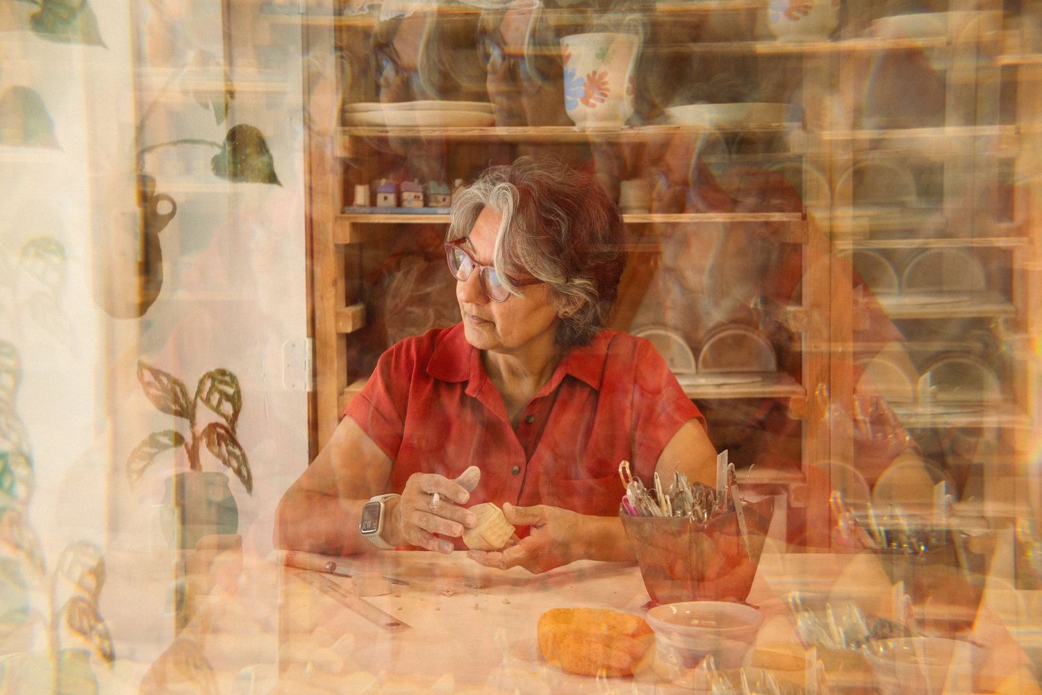 Artistic and creative small business photography with local ceramicist, Koozeh Pottery