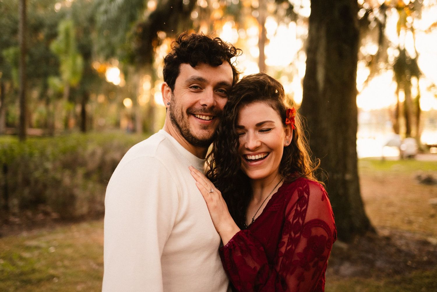Romantic, sunset engagement session in Winter Park, Florida