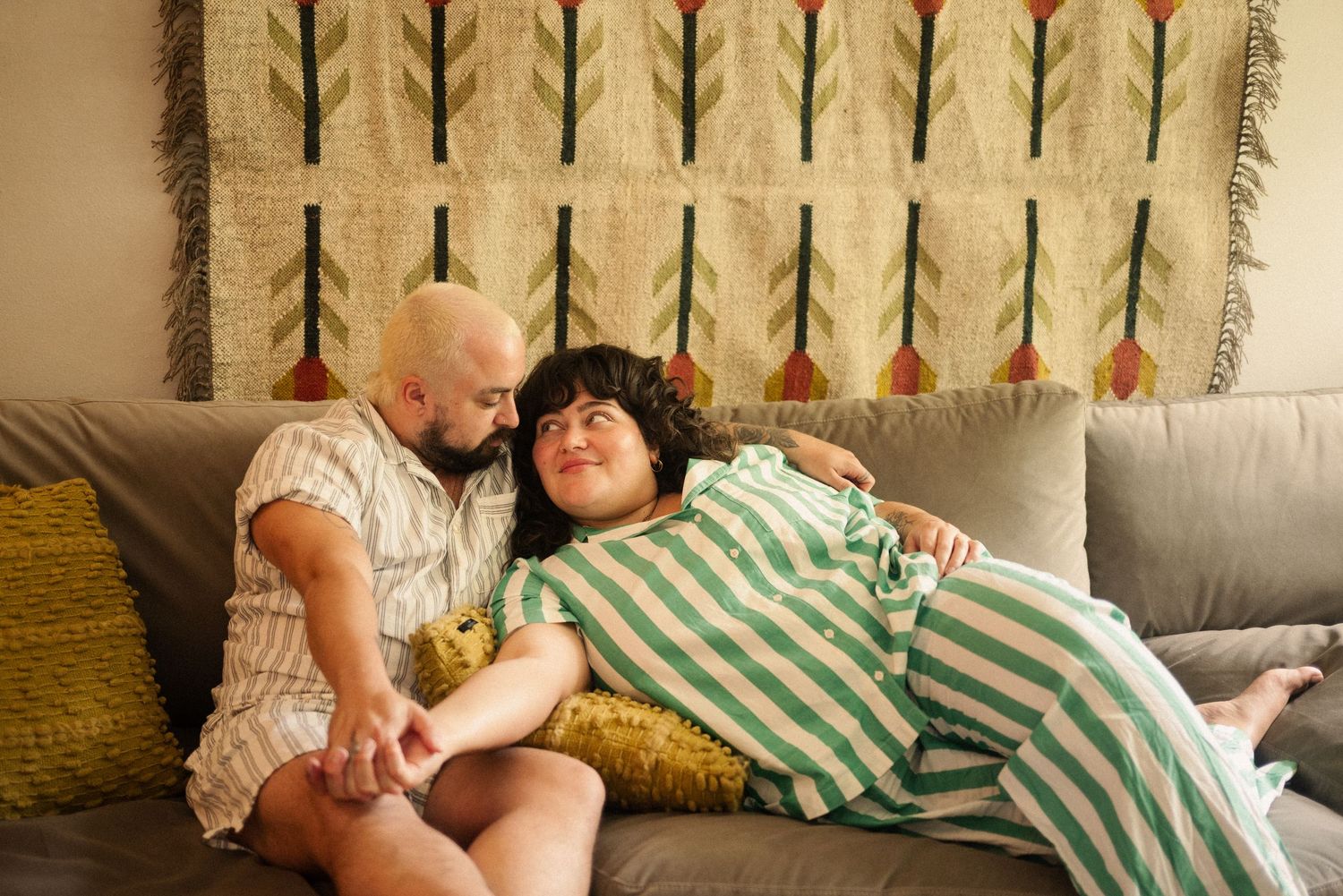 Cozy, in-home, lifestyle couples' session in Downtown Orlando Florida