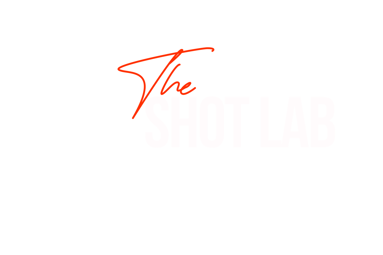 The Shot Lab logo featuring cursive red text and bold white typography on a dark background.