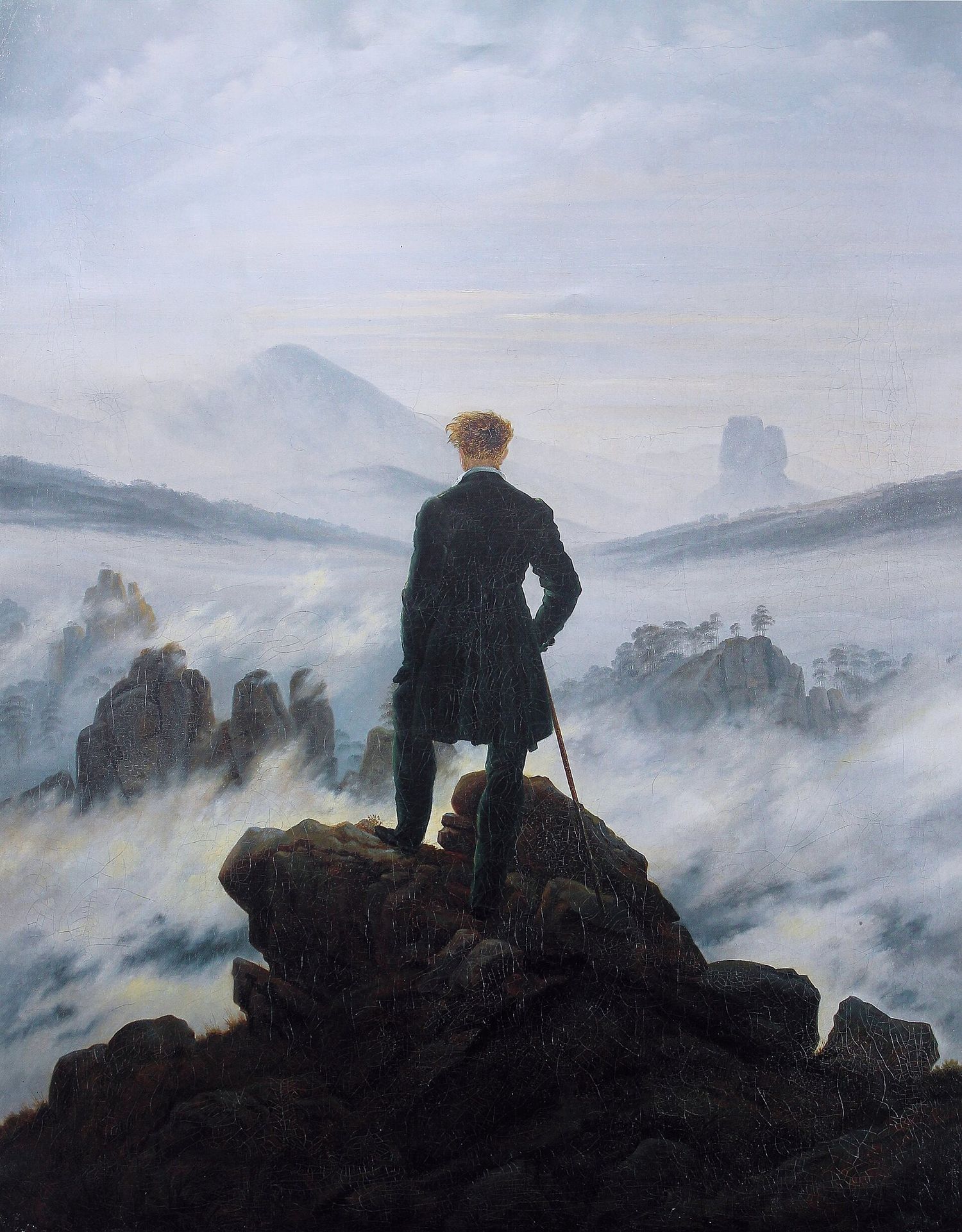 Le Voyageur contemplant une mer de nuages - Peinture de Caspar David Friedrich