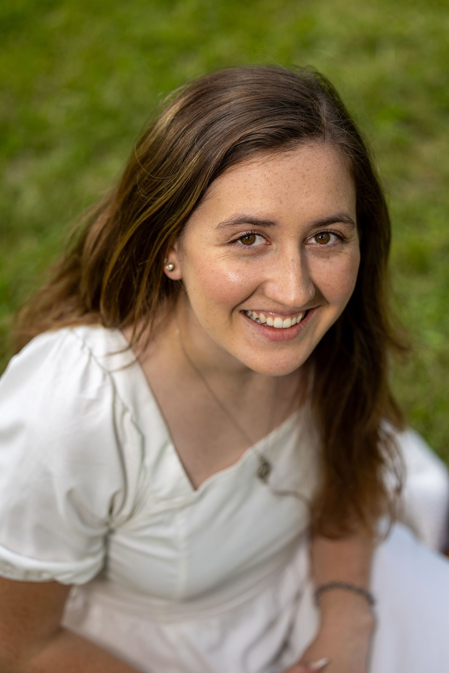 A happy senior during a golden hour photography session.