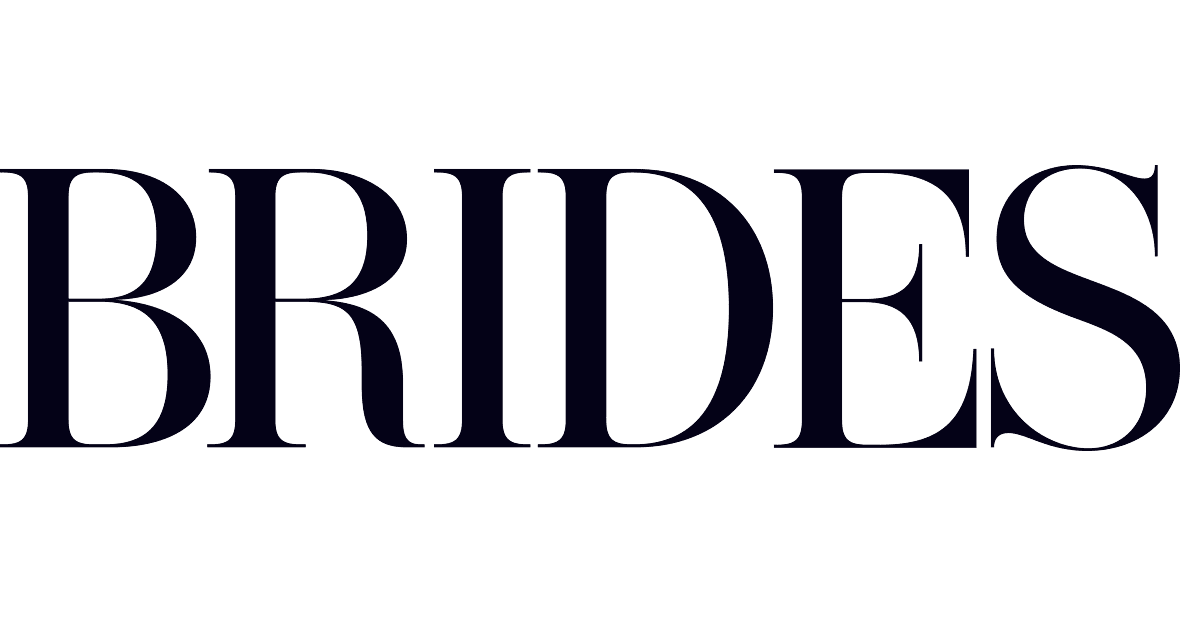 Brides Magazine logo in dark navy serif font on white background.