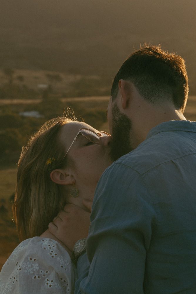 Engaged couple sharing a quiet moment during their Canberra engagement session