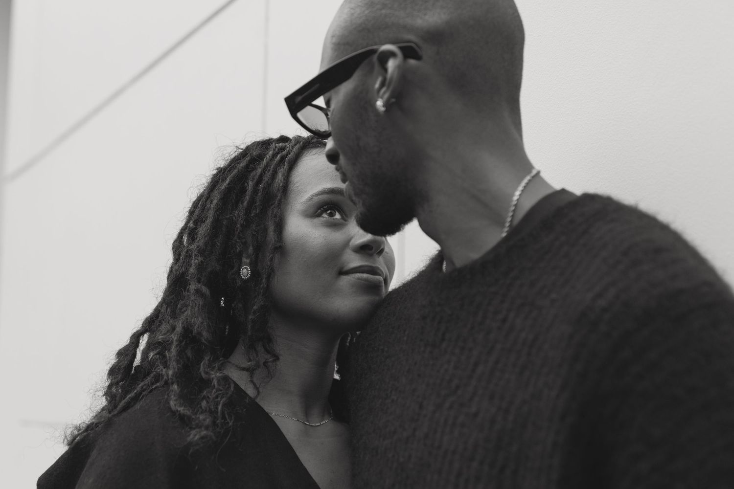 Couple looking longingly at each other