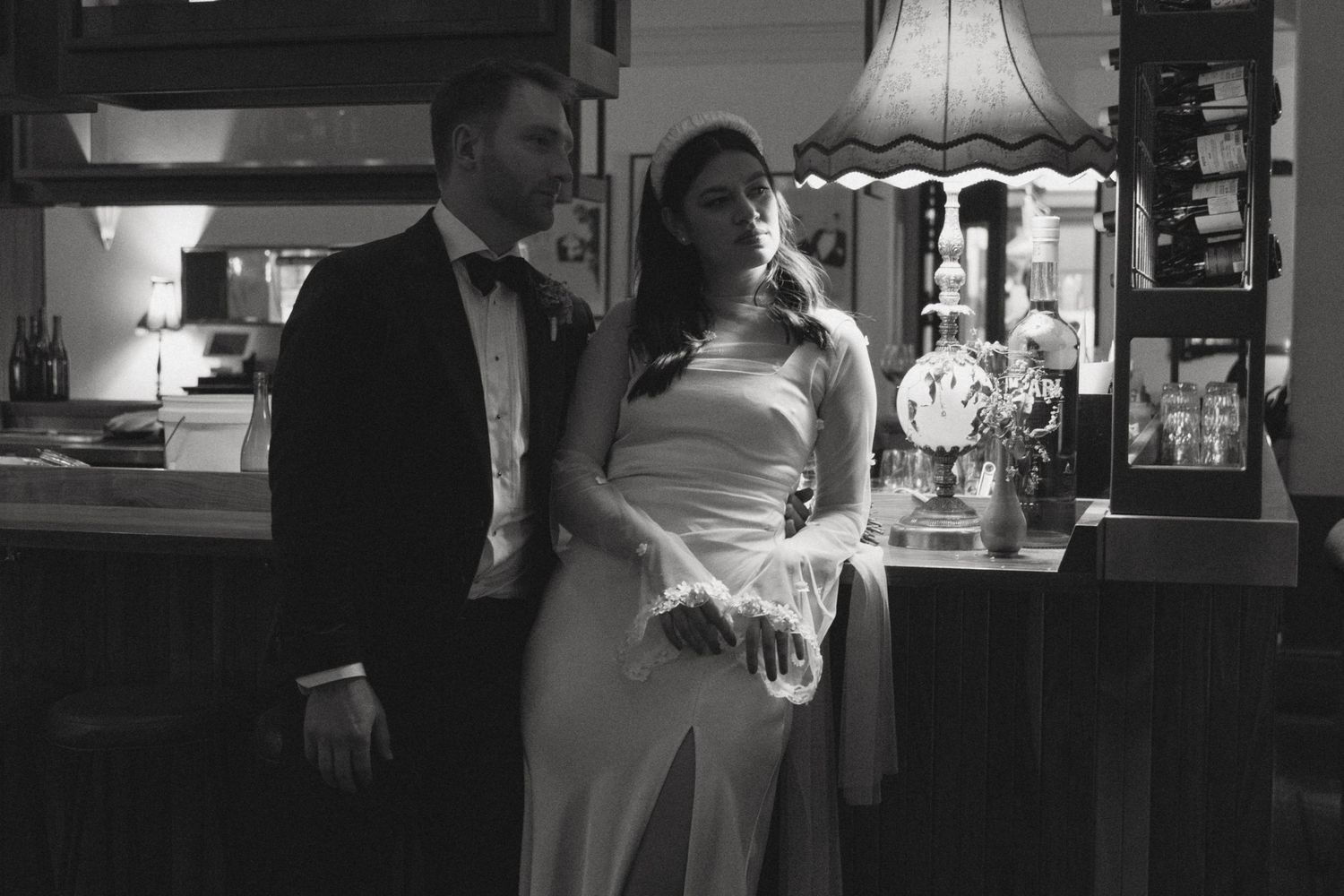 Newly eloped couple at the bar