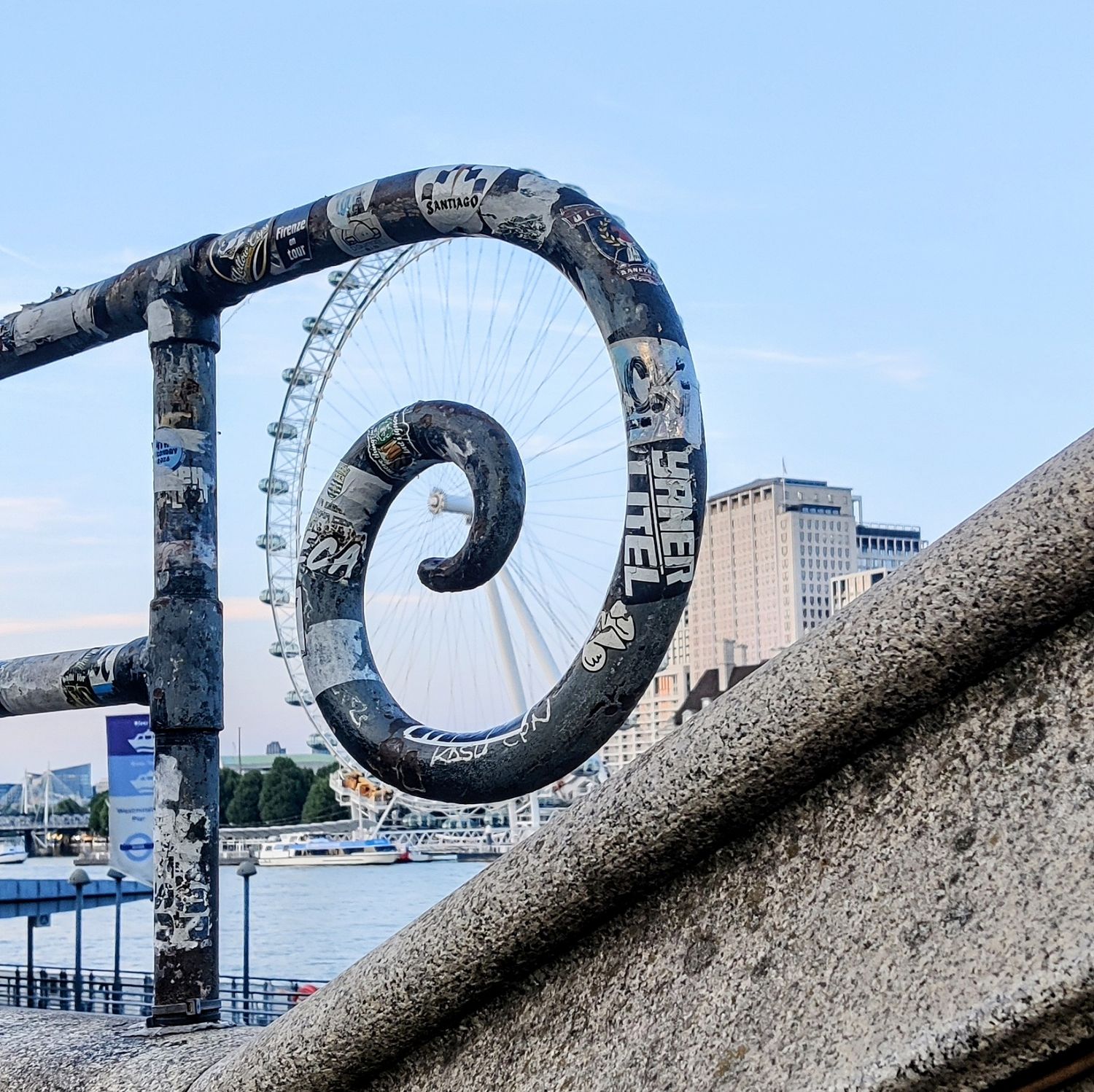 The London eye merged with a railing