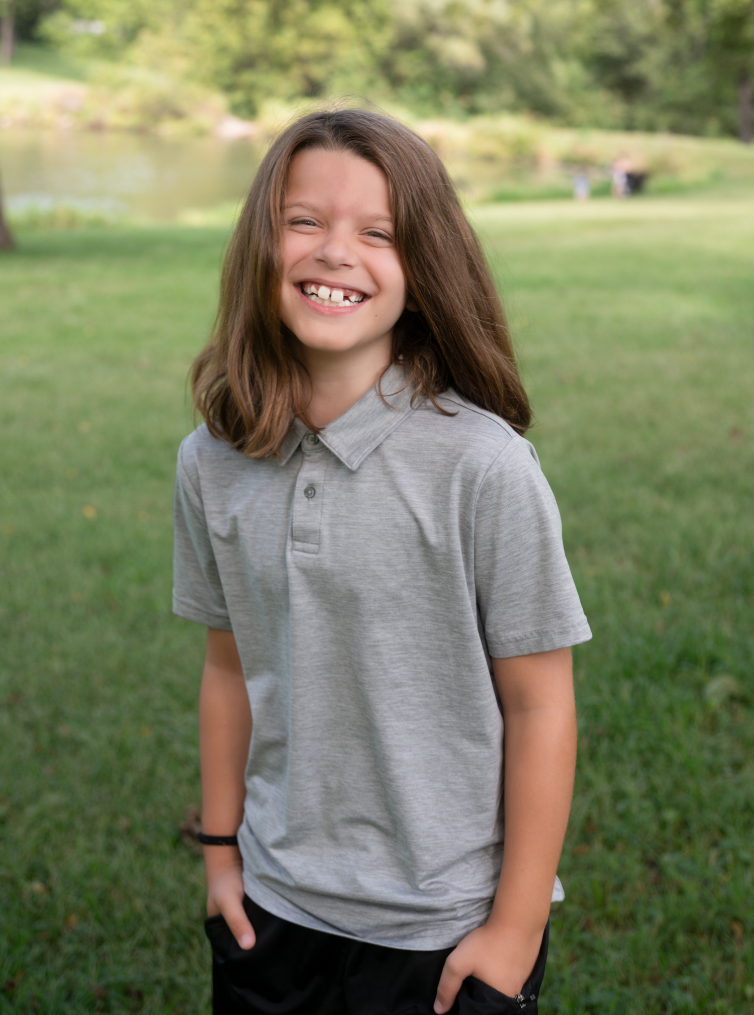 Outdoor school portrait of a child at Walnut Grove Park in West Omaha