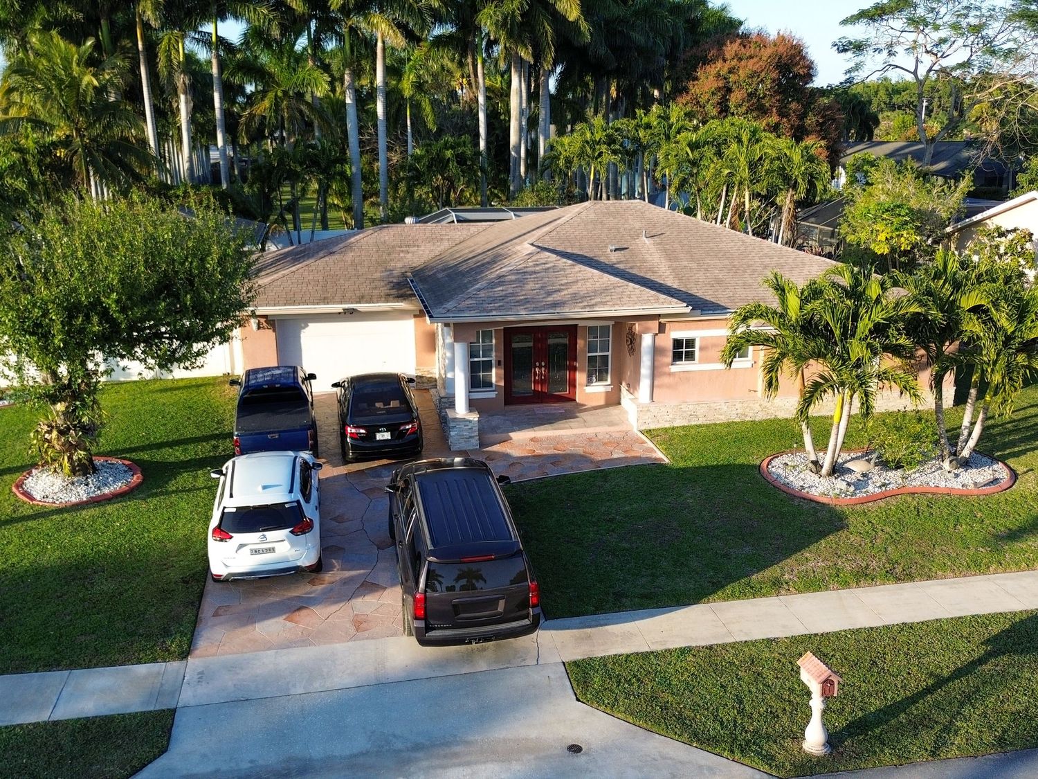 Front aerial view of 413 la Mancha Ave