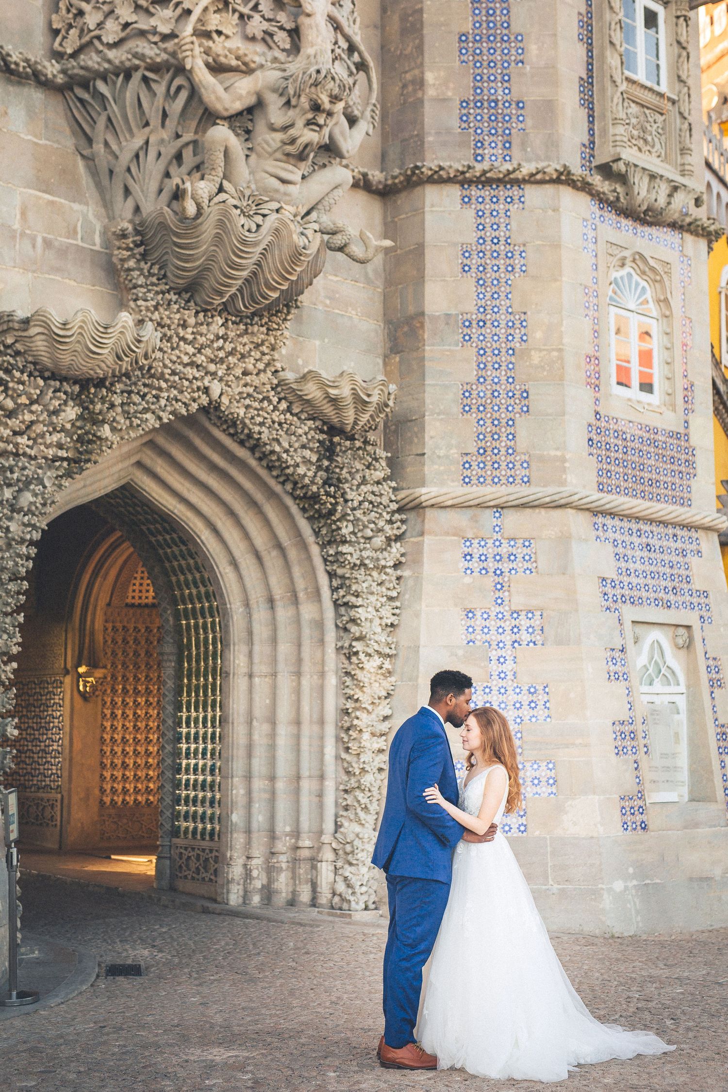 Elopement of a couple in pena palace sintra, portugal