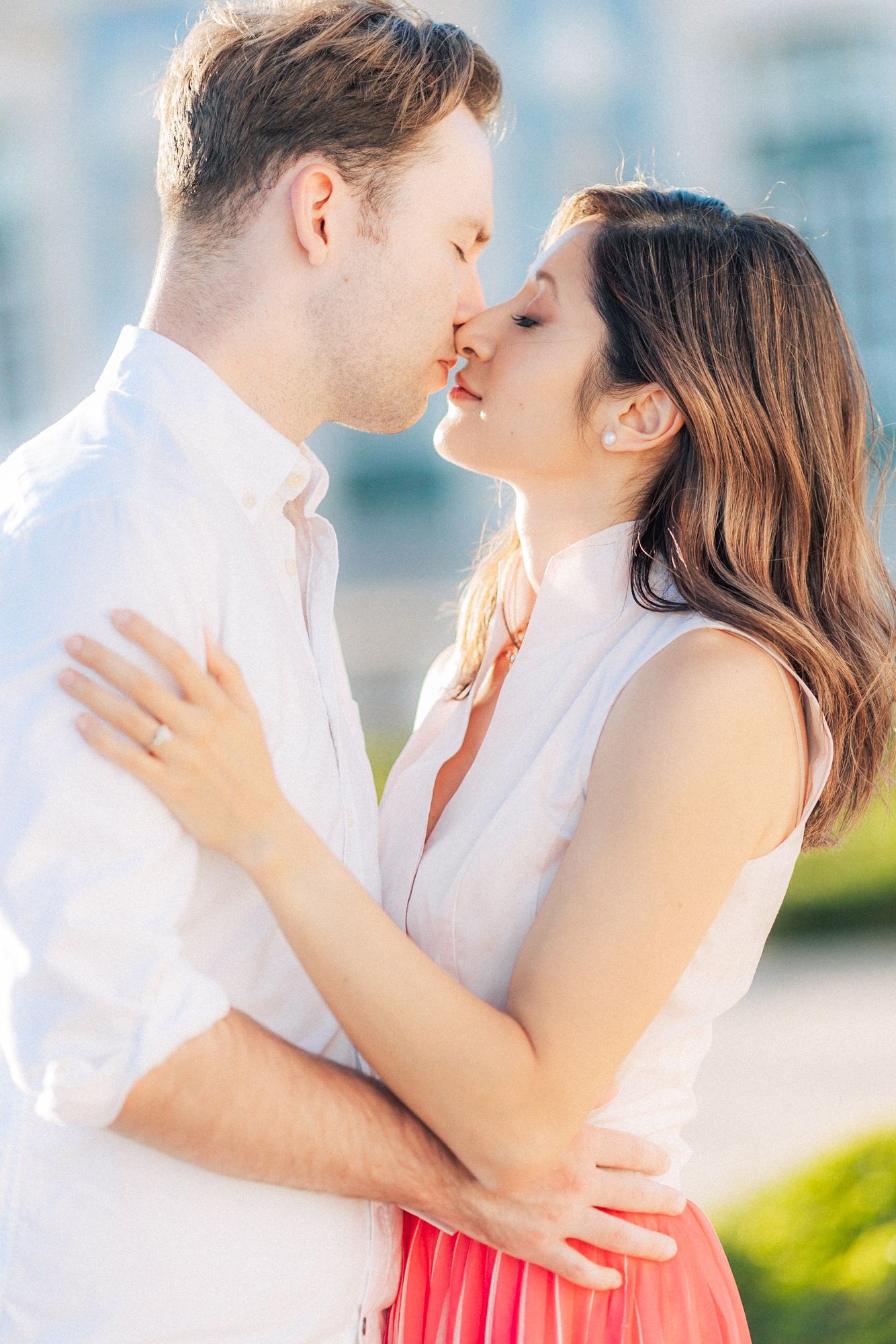 Romantic engagement photoshoot at Queluz palace in Sintra during a Destination Wedding in Portugal