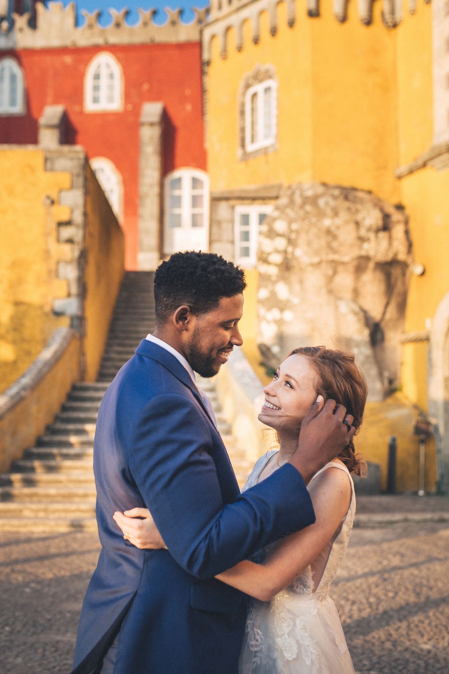 bride and groom elopement in palacio da pena sintra portugal