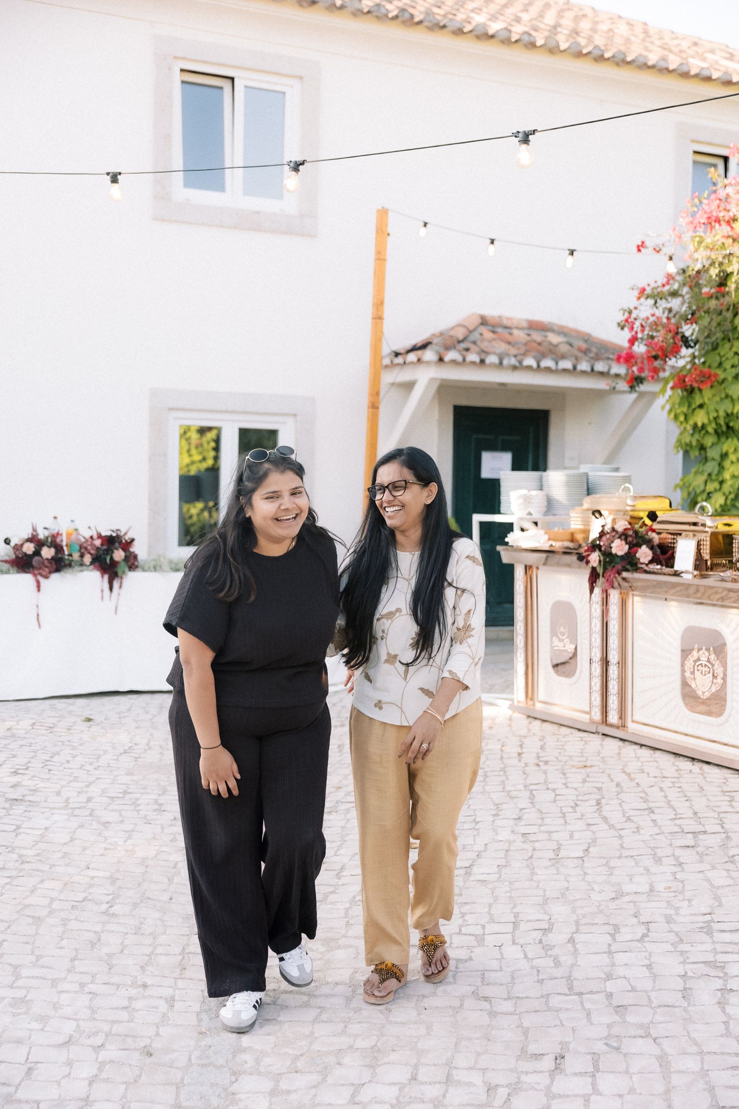 catering team preparing Indian wedding buffet in Portuga
