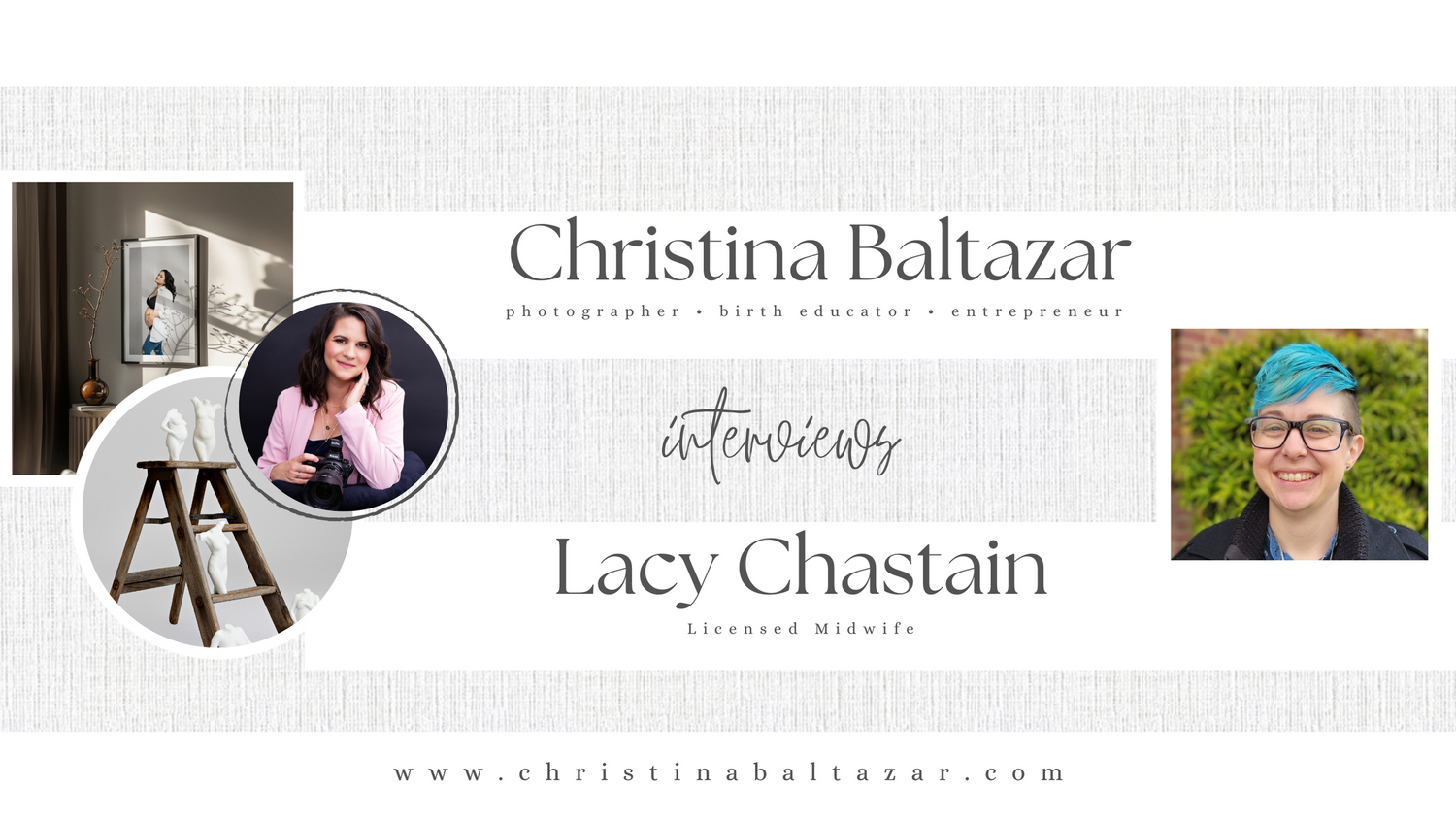 Professional website header design with elegant typography and photography equipment silhouette. Fresno Maternity Photographer