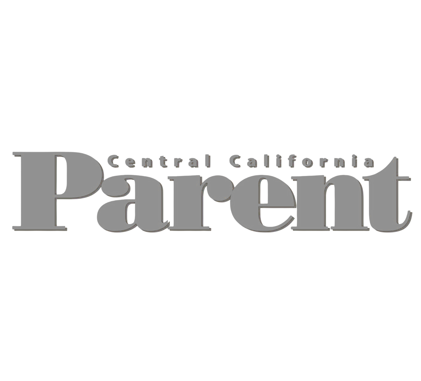 A black and white logo design for Central California Parent magazine with stylized text.
