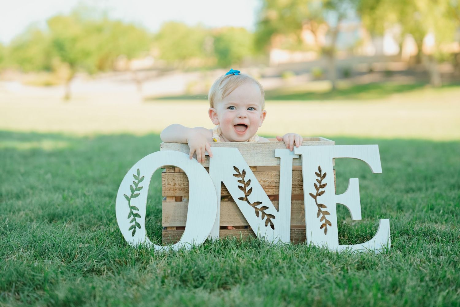Decorative white wooden letters spelling LOVE placed on green grass.