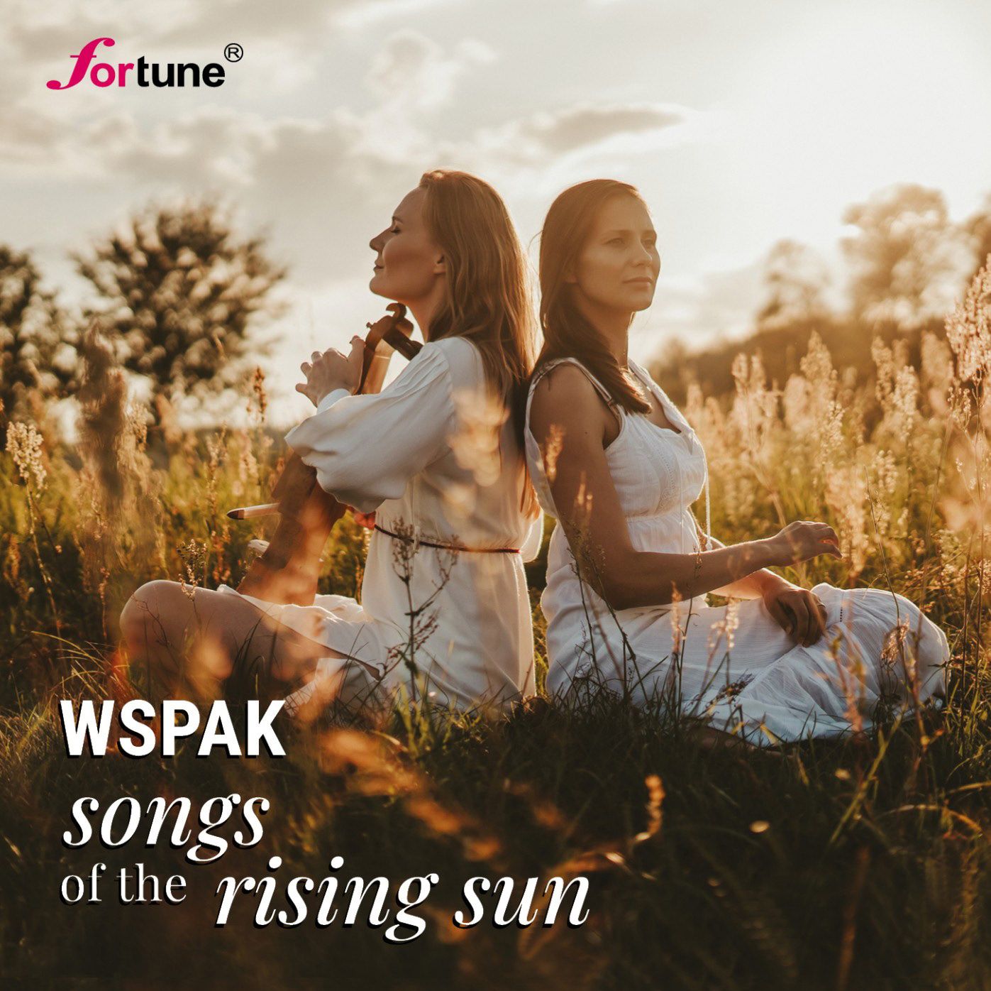 Album cover showing two people sitting back-to-back in a sunlit field at golden hour.