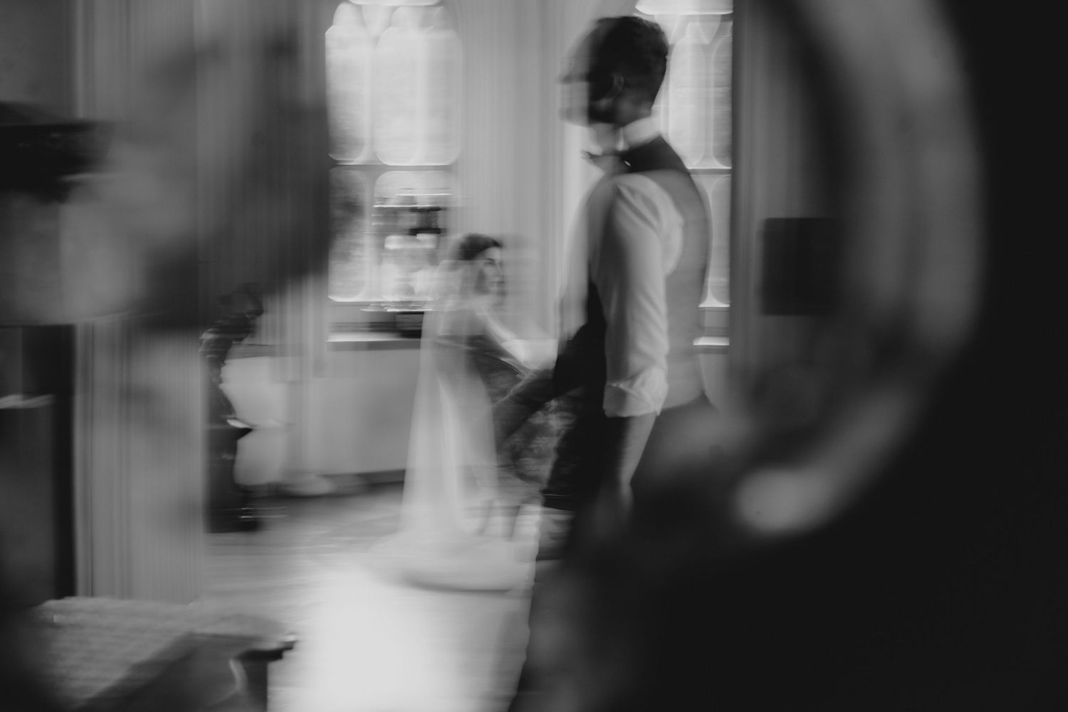 Abstract black and white motion blur series showing movement and dance.