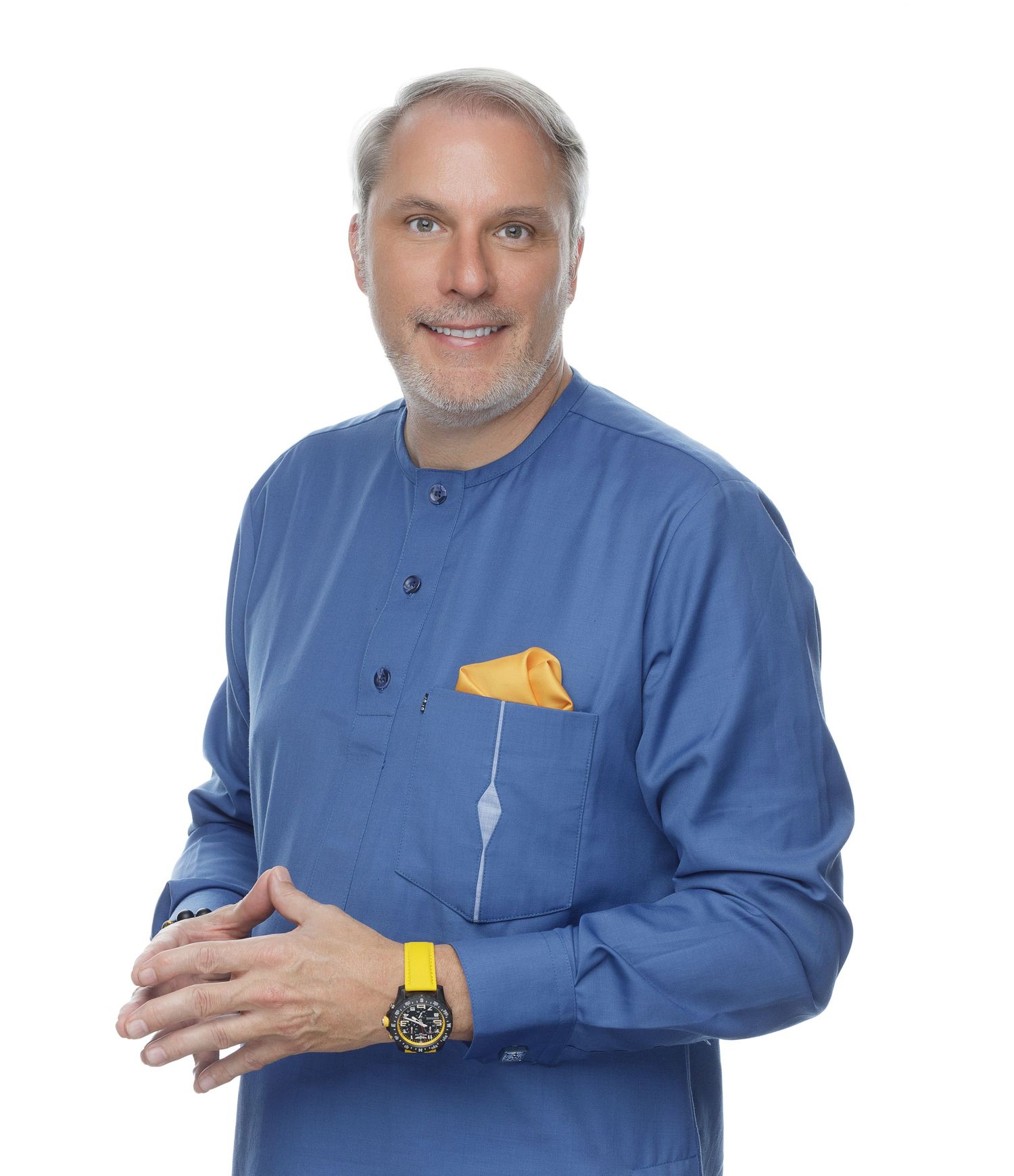Professional headshots in blue medical scrubs against white backdrop.